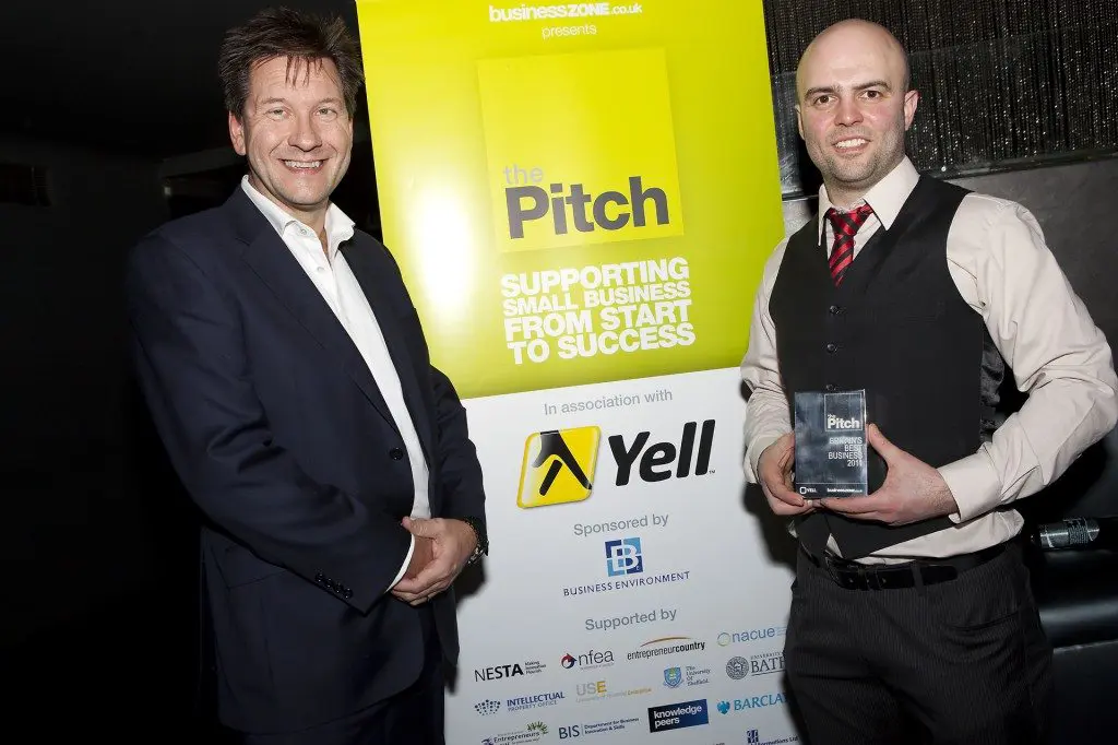 The Pitch 2011 winner Ross Dickinson with Richard Hanscott, Yell UK CEO