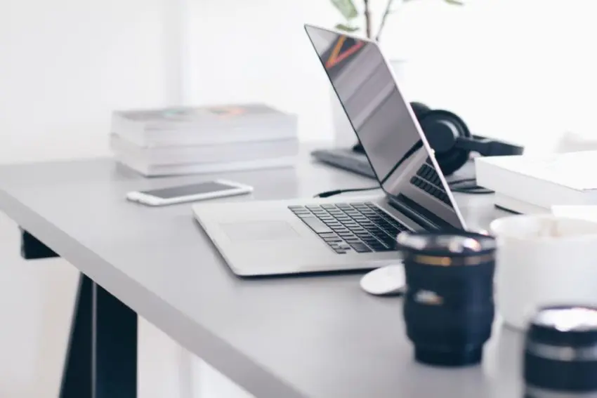 laptop on table