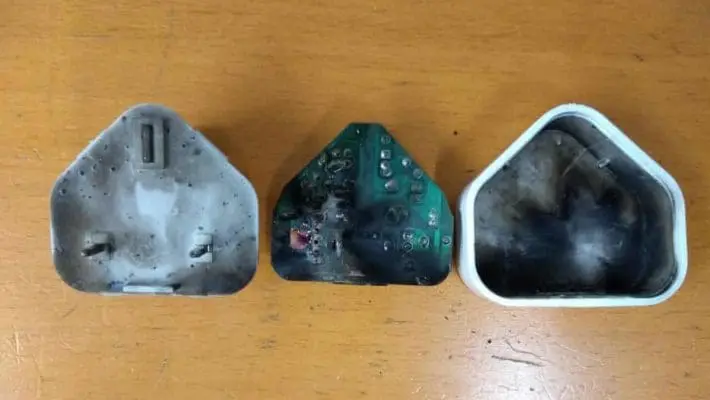 electric plug burnt