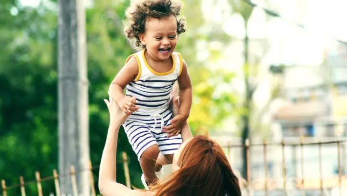 business woman with baby