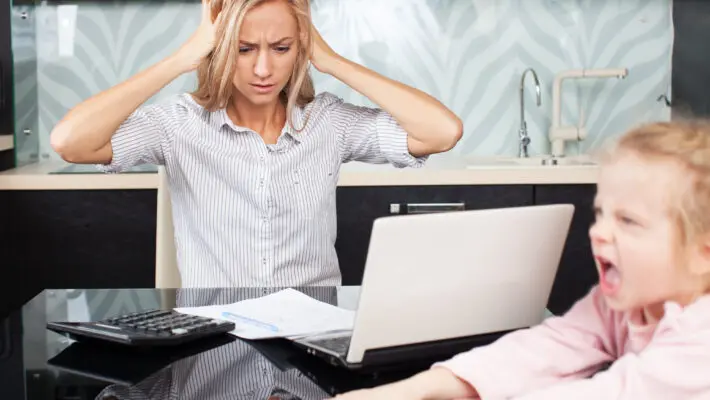 Stressed woman at home
