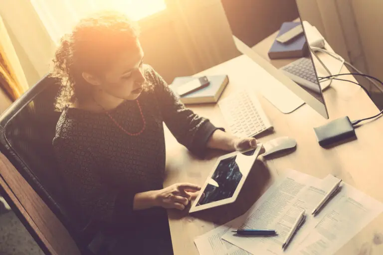 Young Woman Working at Home, Small Office