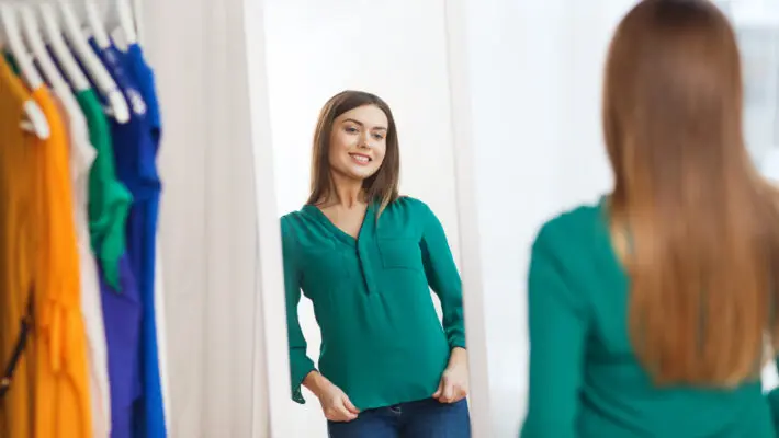 woman in front of the mirror