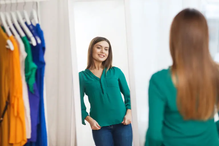 woman in front of the mirror