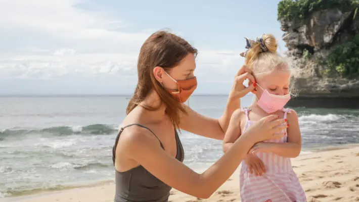 Beach with facemask