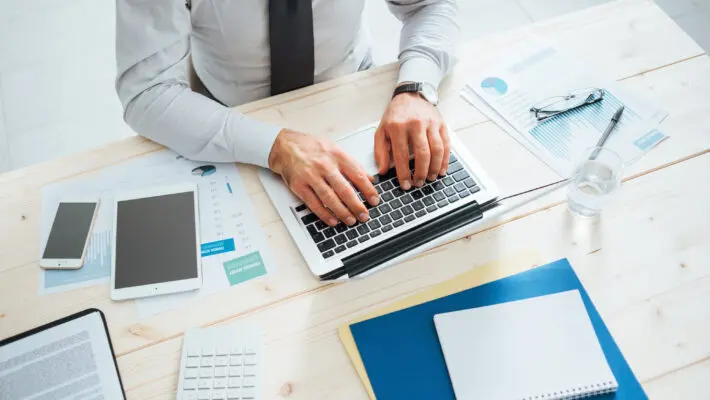 Businessman working at desk