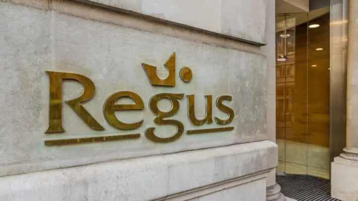 A view of a Regus sign in London