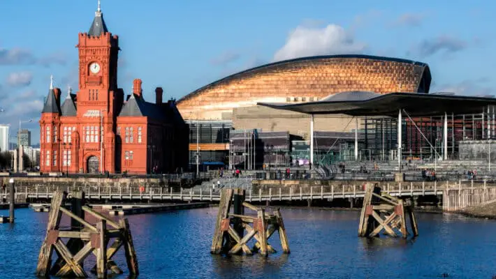 Pierhead and Millenium Centre buildings Cardiff Bay