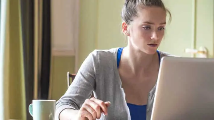 Young woman working from home