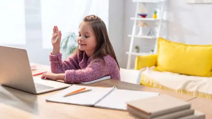 girl learning from home