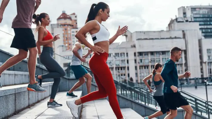 people exercising outside