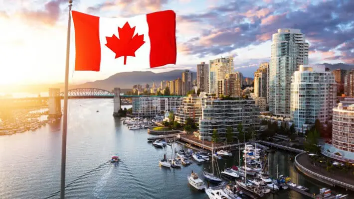 Canadian,National,Flag,Overlay.,False,Creek,,Downtown,Vancouver,,British,Columbia,