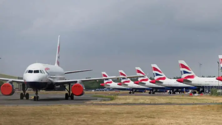 parked airplanes