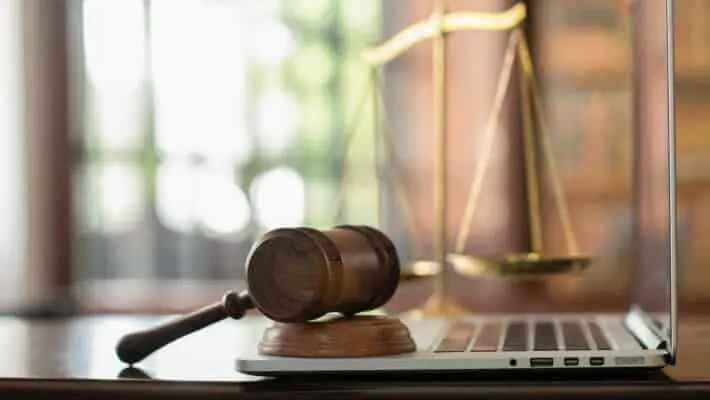 Law,Legal,Technology,Concept.,Judge,Gavel,On,Computer,With,Scales