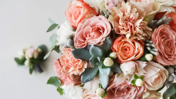Wedding,Flowers,,Bridal,Bouquet,Closeup.,Decoration,Made,Of,Roses,,Peonies