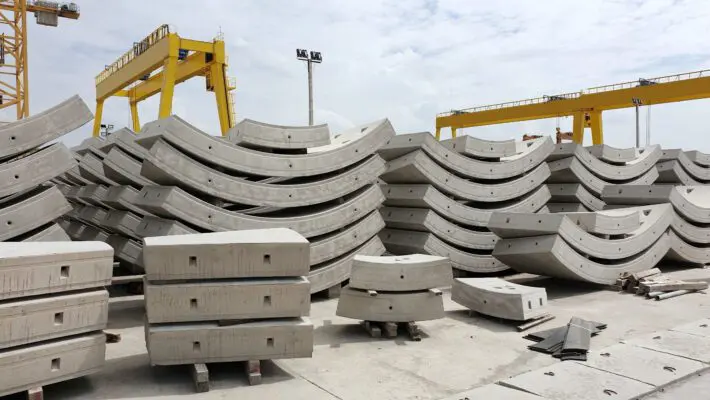 Precast,Concrete,Plant,With,Blue,Sky,In,The,Construction,Site,