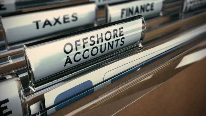 Folder,Tabs,With,Focus,On,Offshore,Account,Tab.,Business,Concept