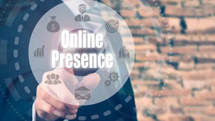 A,Businessman,Selecting,A,Online,Presence,Concept,Button,On,A