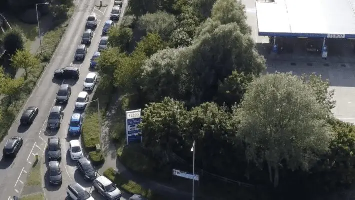 Queue at Petrol Station