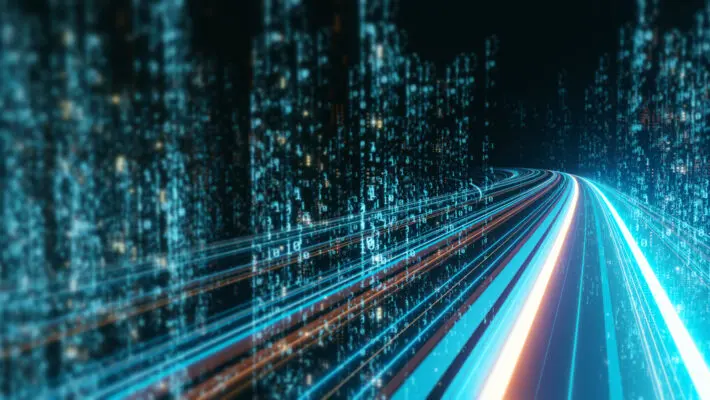 3d,Rendering,Of,Abstract,Highway,Path,Through,Digital,Binary,Towers