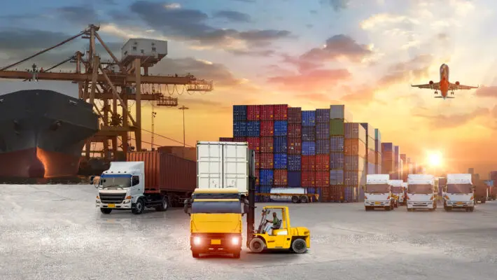 Container,Truck,In,Ship,Port,For,Business,Logistics,And,Transportation
