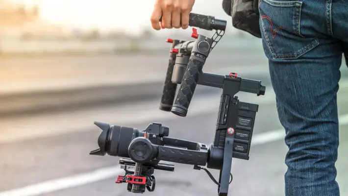 Videographer,With,Gimbal,Video,Camera,Dslr,,Professional,Video,Equipment,,Videographer