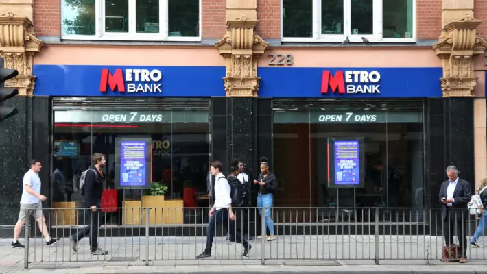 Shares in Metro Bank have surged after it received an approach about a possible takeover by the US private-equity group Carlyle.