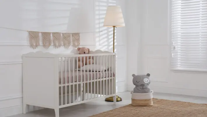 Cute,Baby,Room,Interior,With,Comfortable,Crib,And,Teddy,Bear