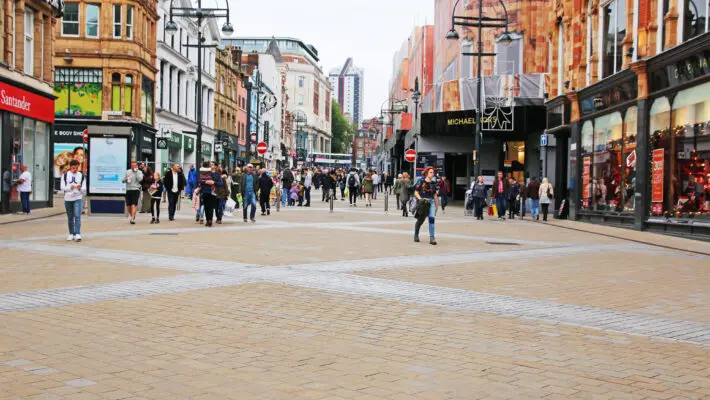 Caution around the new Omicron variant is prompting more people to stay working from home, resulting in footfall to city centres declining again, according to data.