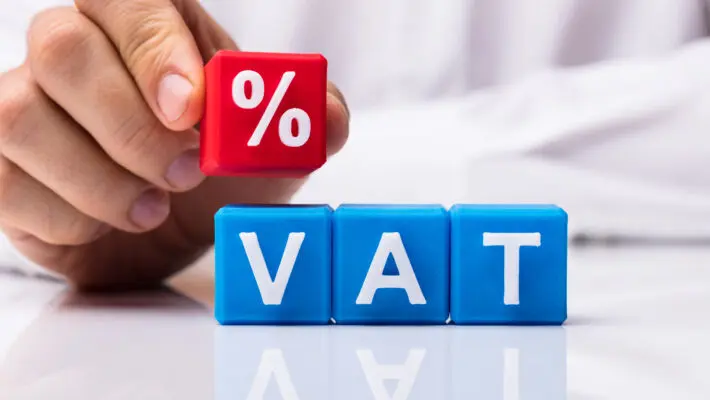 Person’s,Placing,Red,Percentage,Block,Over,Vat,On,White,Background