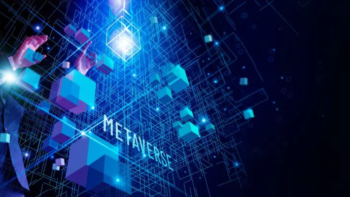 Businessman,Explore,Metaverse,Technology,With,Blockchain,Network,Connecting.,Computer,Generated