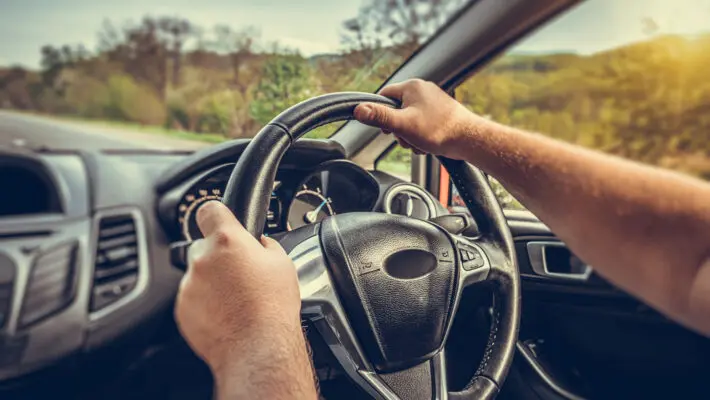 Driver,Is,Driving,The,Car,On,The,Highway.,View,From