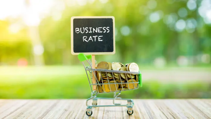 Business,Concept,:,Business,Rate,Word,On,Black,Board,With