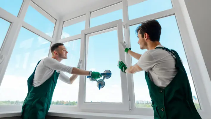 Men,Are,Installing,A,Window,In,The,Apartment.,Almost,Assembled
