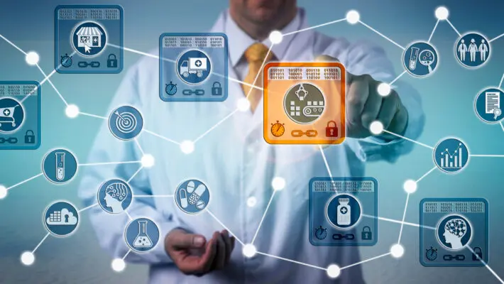 Unrecognizable,Pharmaceutical,Logistician,Using,Internet,Of,Things,Solution,Based,On
