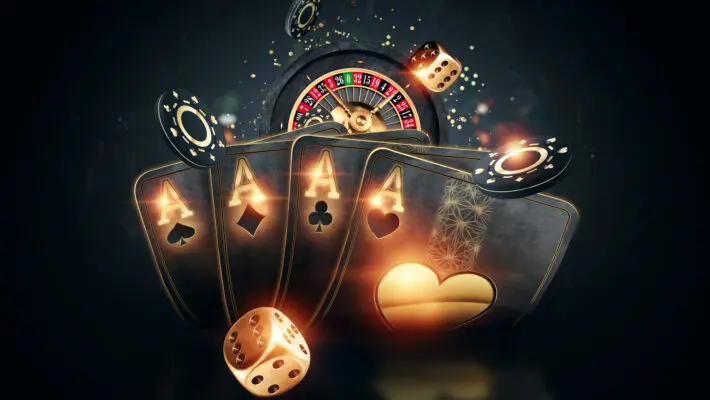 Creative,Poker,Template,,Background,Design,With,Golden,Playing,Cards,And
