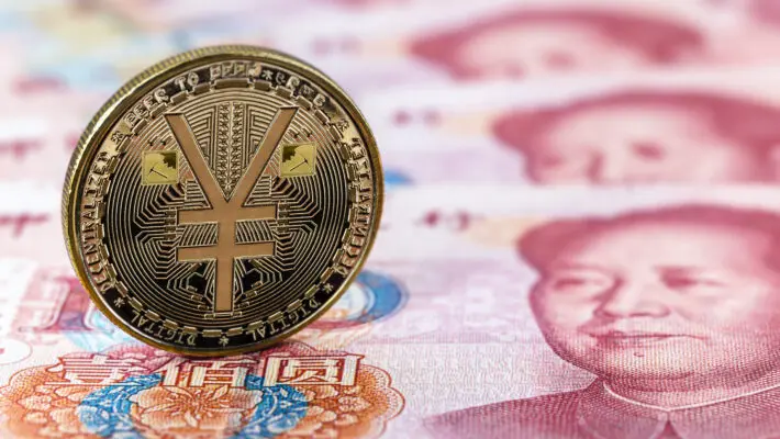 E-rmb,Gold,Coin,,Over,100,Yuan,Banknotes,,Conceptual,Image,Of