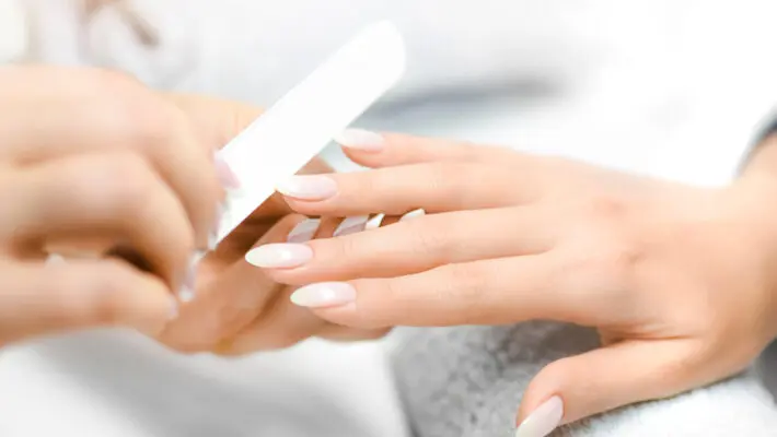 Nails,Manicure,Detail,With,File,Or,Brush,Item.,Woman,Beautiful