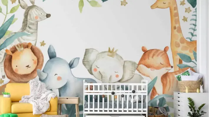 Jungle murals for the wall from Uwalls are an easy and stylish way to make a nursery attractive.