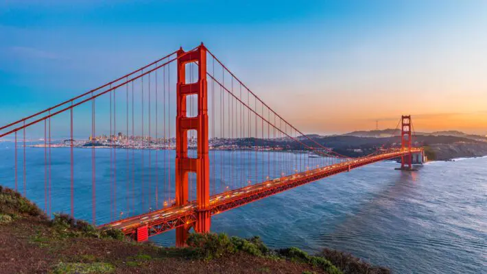Sunset,At,Golden,Gate,Bridge,,San,Francisco