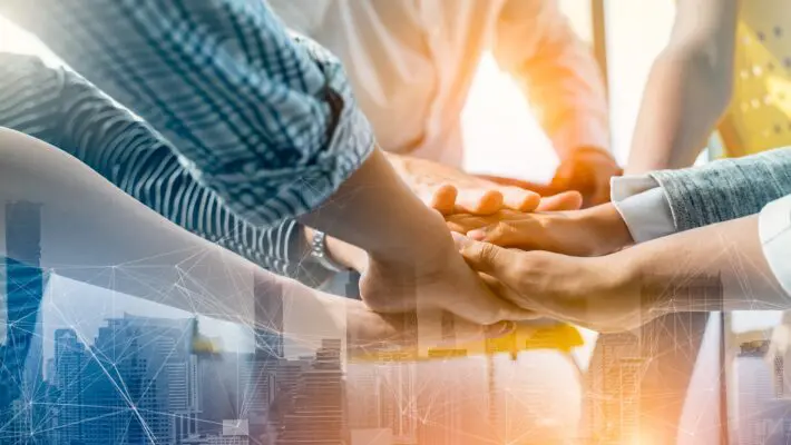 Panoramic,Teamwork,empathy,partnership,And,Social,Connection,In,Business,Join,Hand,Together