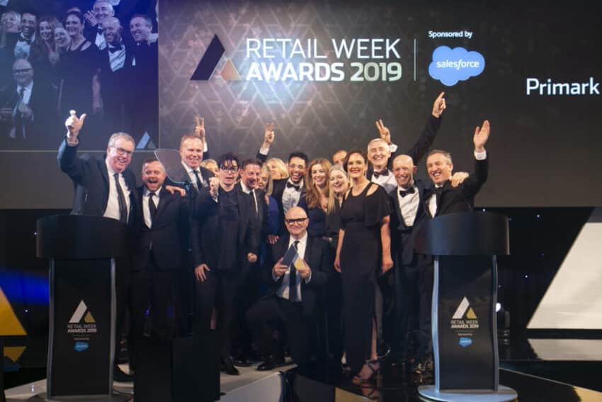 Primark team winning a Retail Week Award