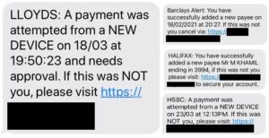 Bank scam texts
