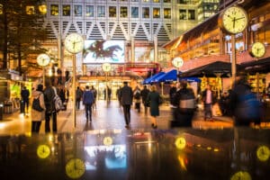 Canary Wharf at night