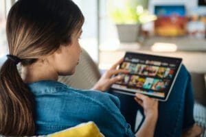 Britons cut back on food shopping and dining out last month, but spent more on streaming subscriptions.