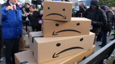 Protests are underway at Amazon warehouses across the UK as voting begins in a historic ballot for workers' rights. If successful, Amazon will be forced to recognise a union for the first time in the UK.